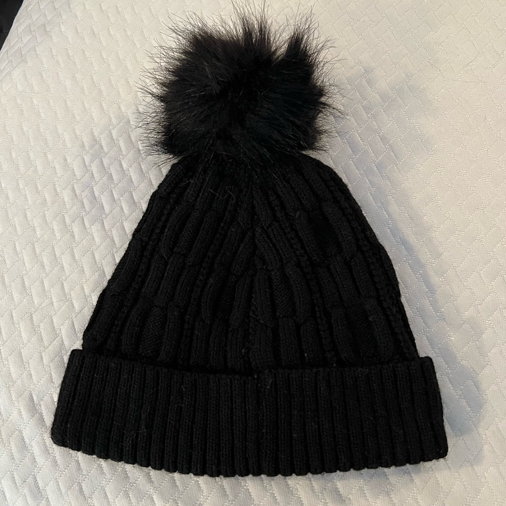 Calvin Klein Black Pom-Pom Beanie